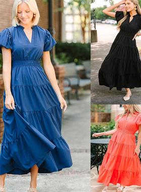 Stand up collar waist puff sleeve dress 立领收腰泡泡袖连衣裙