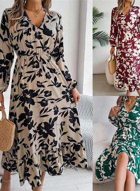 Hot selling flower waist ruffled dress  花朵收腰荷叶边连衣裙