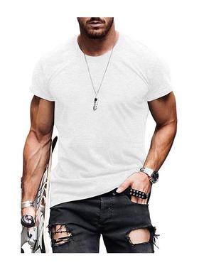 Solid color casual plain white men's t-shirt 纯色休闲纯白T恤