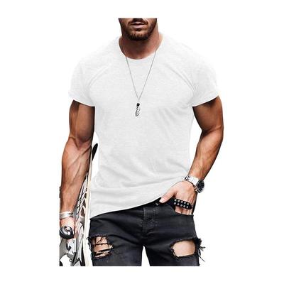 Solid color casual plain white men's t-shirt 纯色休闲纯白T恤