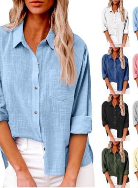 Hot Sale Pocket Split Cotton-Linen Shirt热卖口袋开叉棉麻衬衣