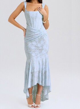 Off-the-shoulder corset fishtail maxi dress 一字领抹胸鱼骨裙