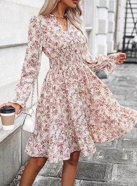 Hot Selling Fashion Floral Print Dress热卖时尚碎花印花连衣裙