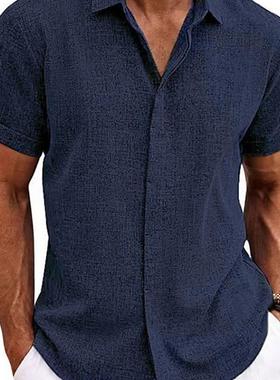 Loose-fitting solid cotton and linen shirt  宽松纯色棉麻衬衫