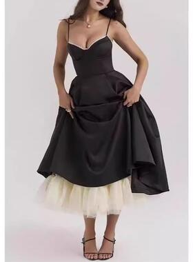 Double lace sexy slim fit fungus trim dress 蕾丝木耳边连衣裙