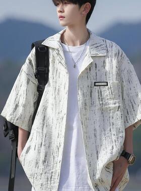 Hot sale loose tie-dye short-sleeved shirt  宽松扎染短袖衬衫