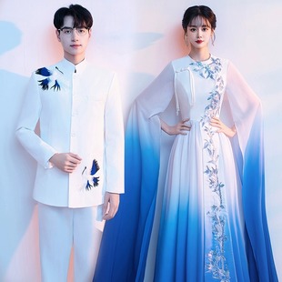 舞台主持人学生古筝演奏琵琶礼服 成人男士 大合唱团中山装 演出服装