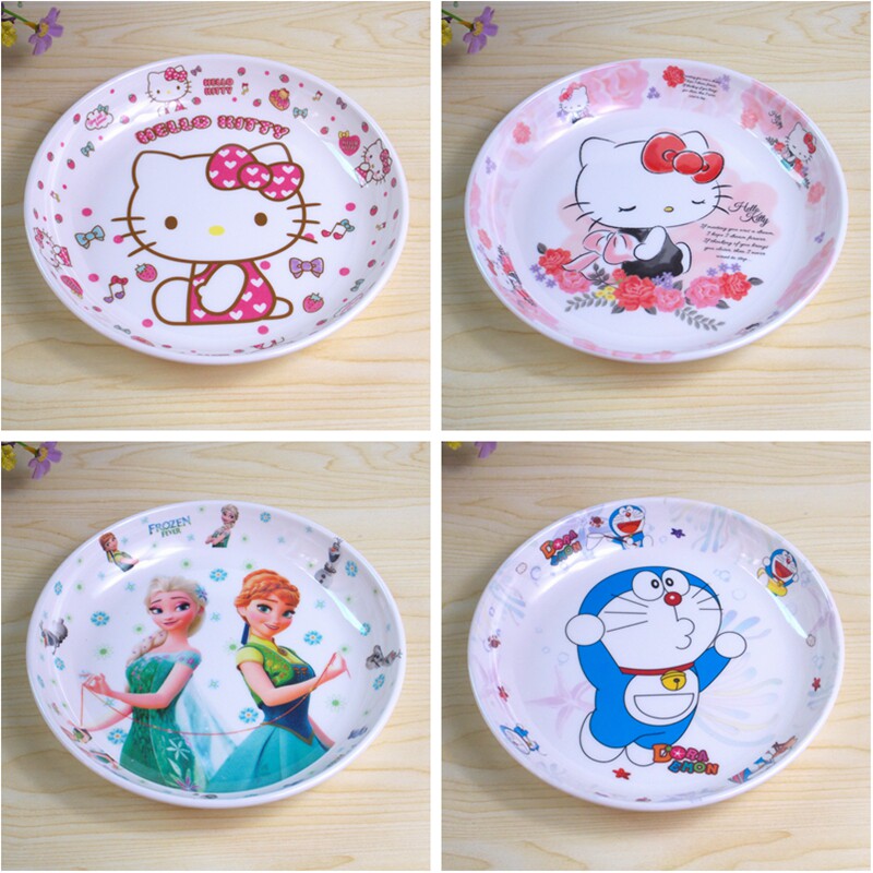 创意KT叮当盘子密胺仿瓷餐具可爱儿童卡通早餐盘水果盘饭菜盘家用