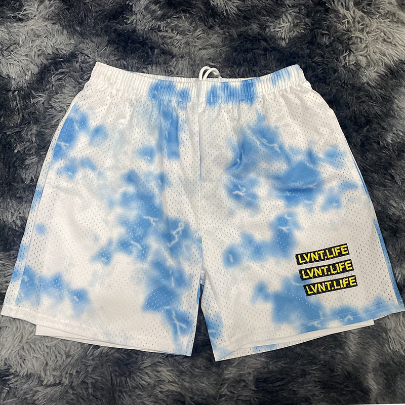 EE潮牌短裤美式街头篮球裤男子双层假两件速干运动健身四分裤夏季