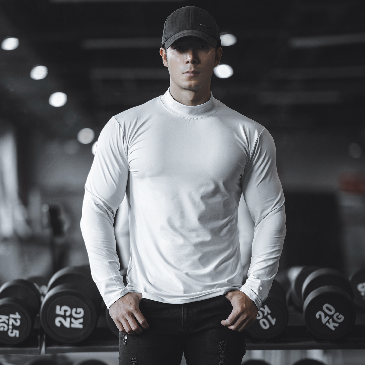 春秋新款男士健身打底长袖T恤