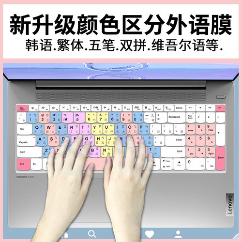 适用笔记本电脑小鹤双拼微软搜狗自然码键盘膜纸拼谐音指法希伯来