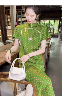 透孔罗香云纱新中式改良旗袍裙