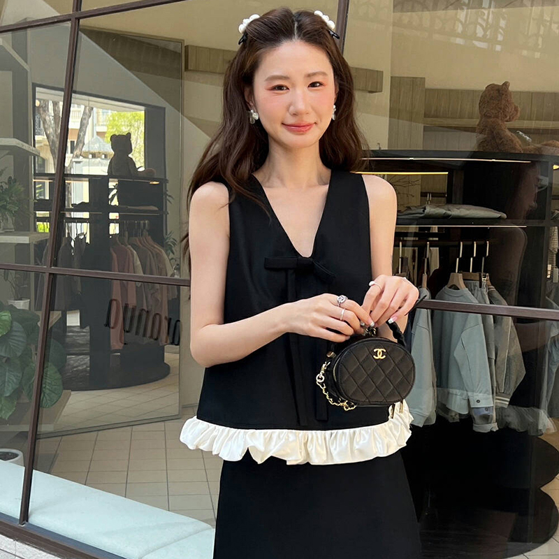 夏季新款高级感两件套套装背心连衣裙今年流行的漂亮裙小个子