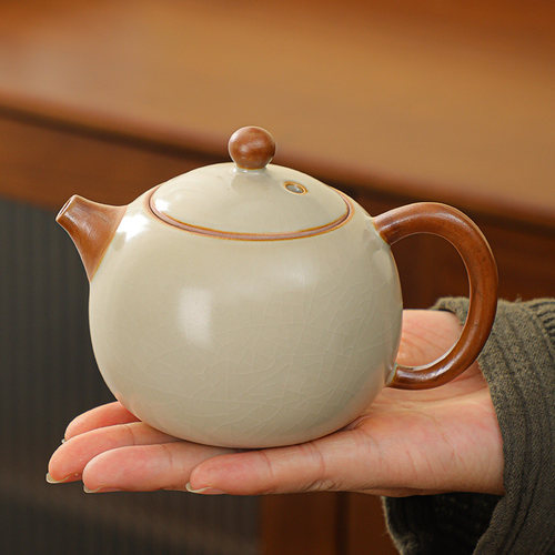 陶瓷冰裂开片汝窑茶壶单壶
