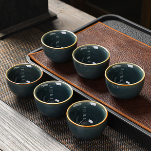 正品哥窑茶杯冰裂开片陶瓷品茗杯家用功夫茶具小客杯大号茶碗中式