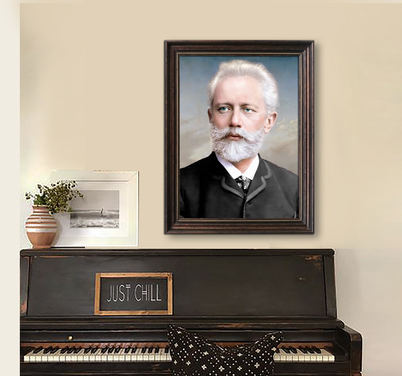 音乐家柴可夫斯基肖像画钢琴装饰画琴行琴房有框轻奢挂画可定制
