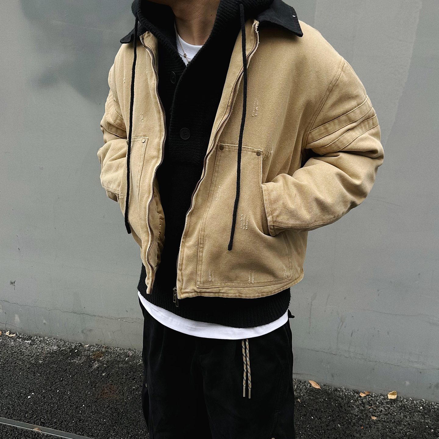 cleanfit巴恩风短款帆布棉衣