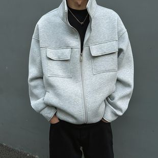 UNAps口袋装 boxy情侣卫衣立领男女外套2025潮 饰挺阔cleanfit短款