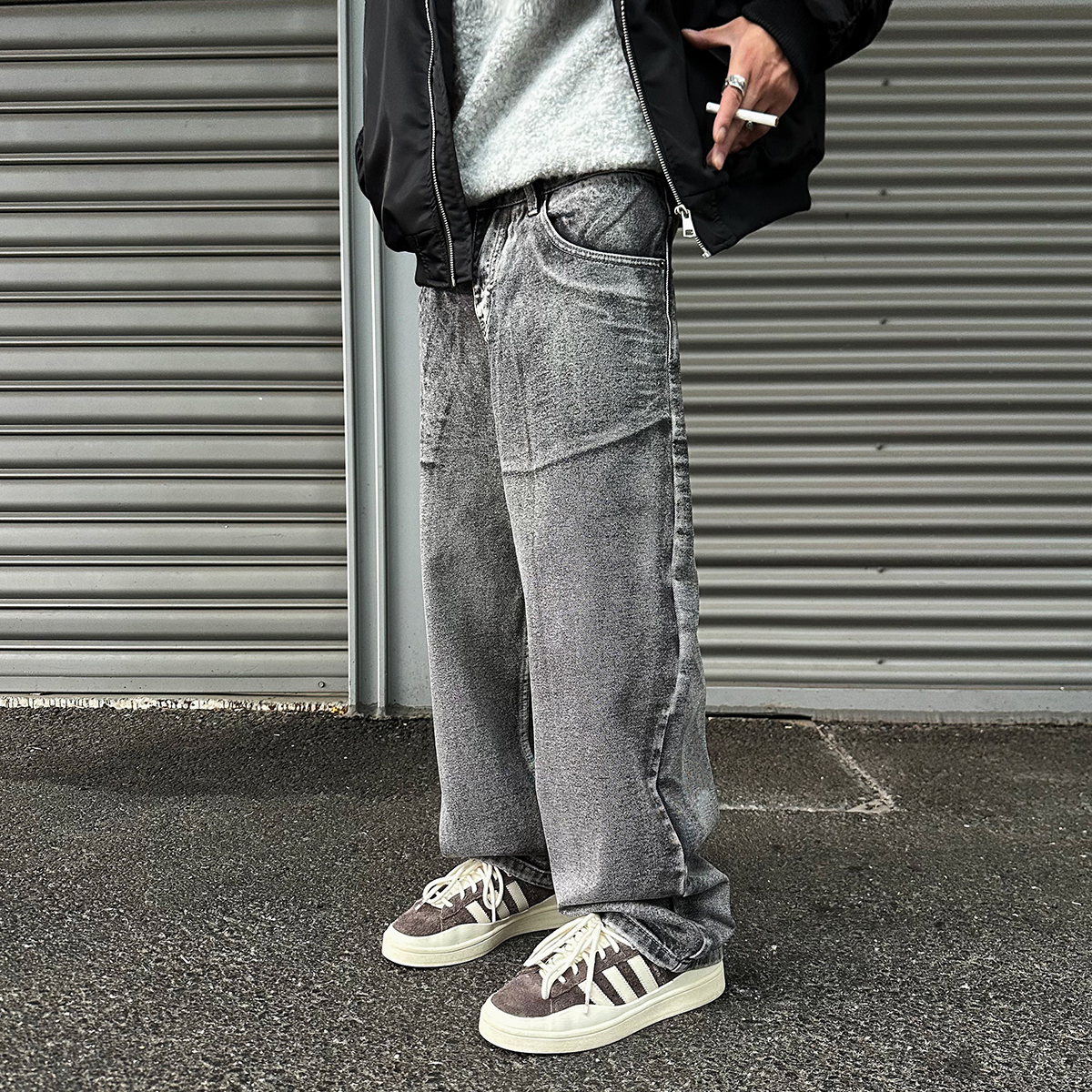 Cleanfit牛仔裤男女做旧水波纹