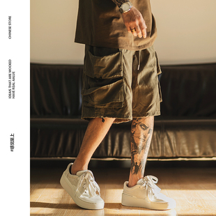 短裤 工装 男夏季 薄款 子 UNAps 高街宽松潮流嘻哈休闲五分裤 行云