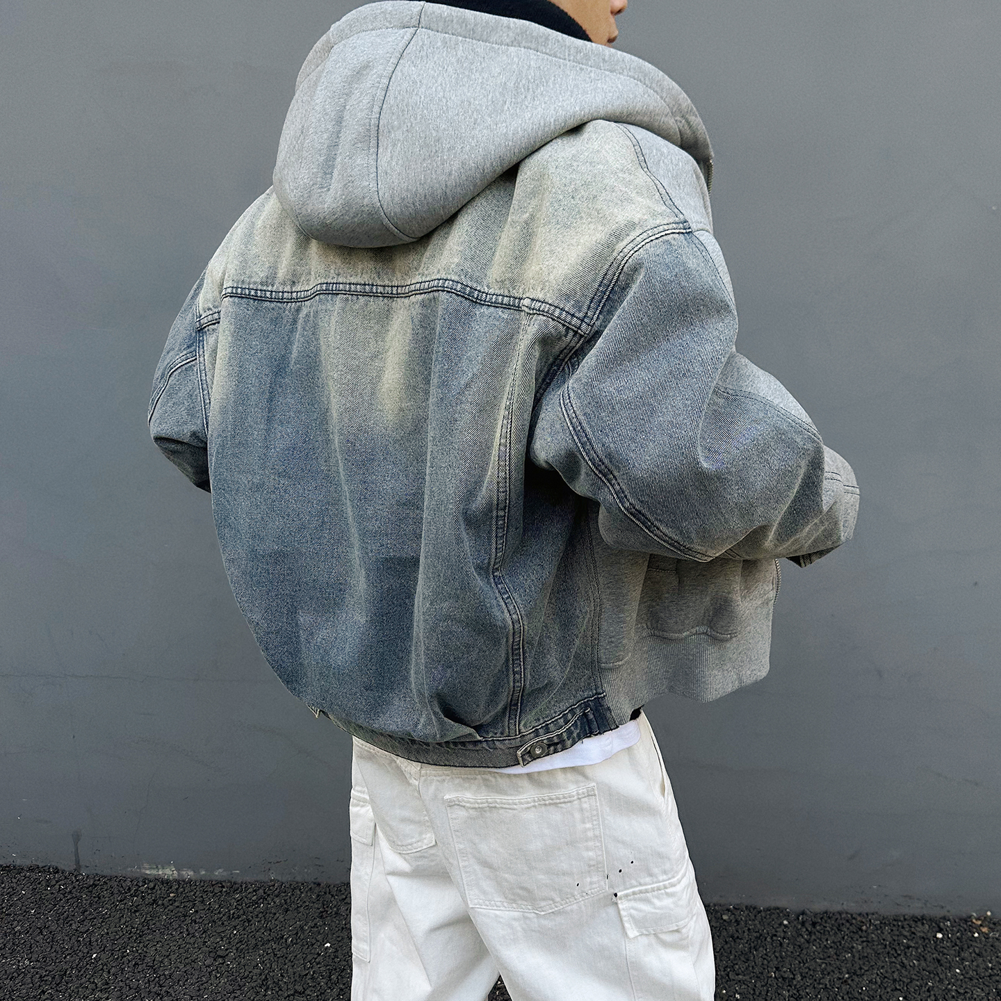 cleanfit拼接牛仔羽绒服男女加厚