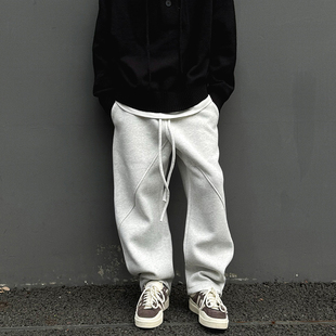子 男潮流长裤 UNAps秋冬500克加厚香蕉弯刀卫裤 立体剪裁宽松休闲裤