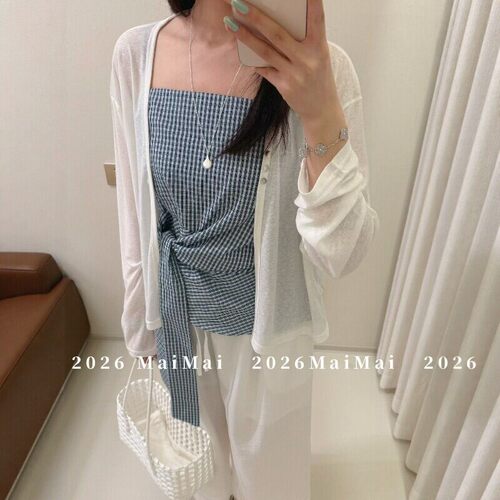 大码女装韩系慵懒风开衫+打揽显瘦吊带两件套女春夏显瘦百搭套装