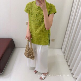 大码新中式风蒜苗子重工流苏衫短袖T恤女夏松弛感穿搭上衣