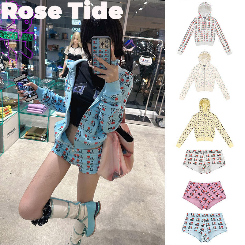 Rose tide买手店正品Ashely williams套装印花修身短卫衣外套短裤