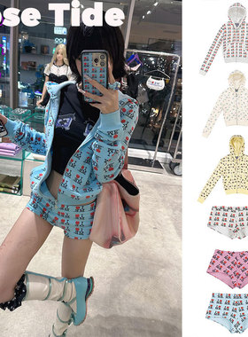 Rose tide买手店正品Ashely williams套装印花修身短卫衣外套短裤