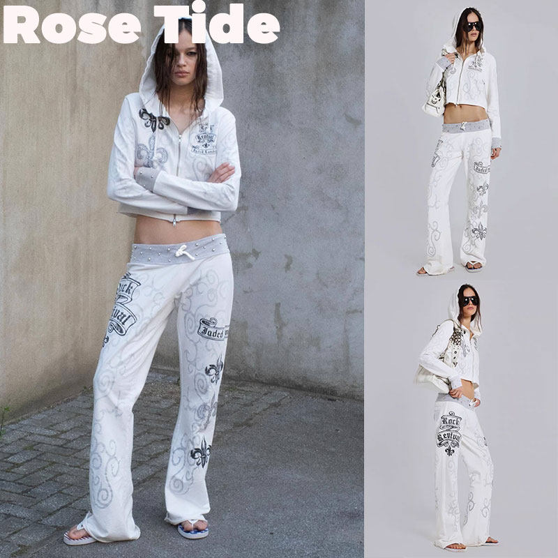 Rose Tide买手店Jaded london x RockRival印花卫衣喇叭裤套装