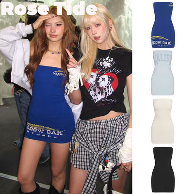 正品Skims美式印花抹胸连衣裙