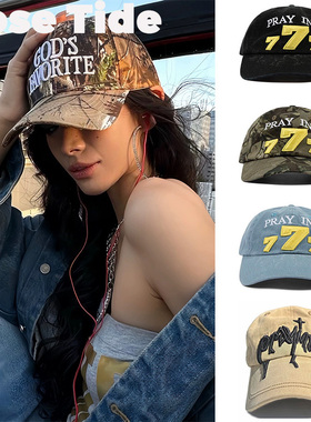 Rose Tide买手店正品现货Praying棒球帽立体刺绣迷彩印花鸭舌帽