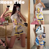 Ashely Rose tide买手店正品 williams连衣裙美少女印花单肩包臀裙