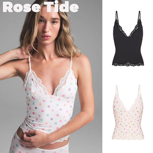 Rose Tide买手店折扣Skims背心情人节系列爱心印花蕾丝吊带上衣