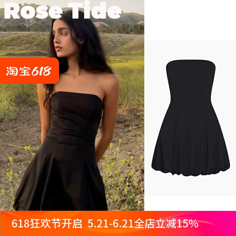 Rose Tide买手店正品现货KHY连衣裙黑色抹胸蓬蓬裙短裙