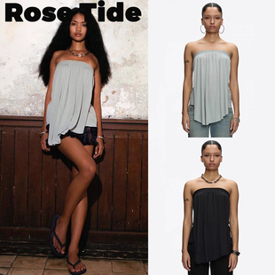 Rose Tide买手店折扣正品Tankair抹胸多种穿法褶皱上衣牛仔裤长裤