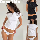 Rose 烫钻Logo印花T恤上衣 25新品 Tide买手店正品 现货Coucou短袖