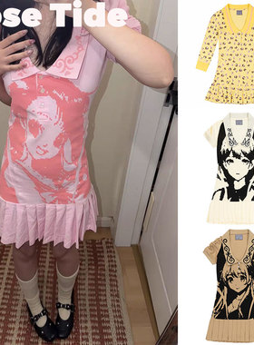 Rose tide买手店折扣Ashely williams连衣裙美少女印花短袖针织裙