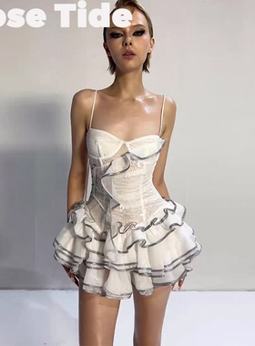 Rose Tide买手店折扣Lsoul连衣裙荷叶边蕾丝薄纱鱼骨吊带蓬蓬裙