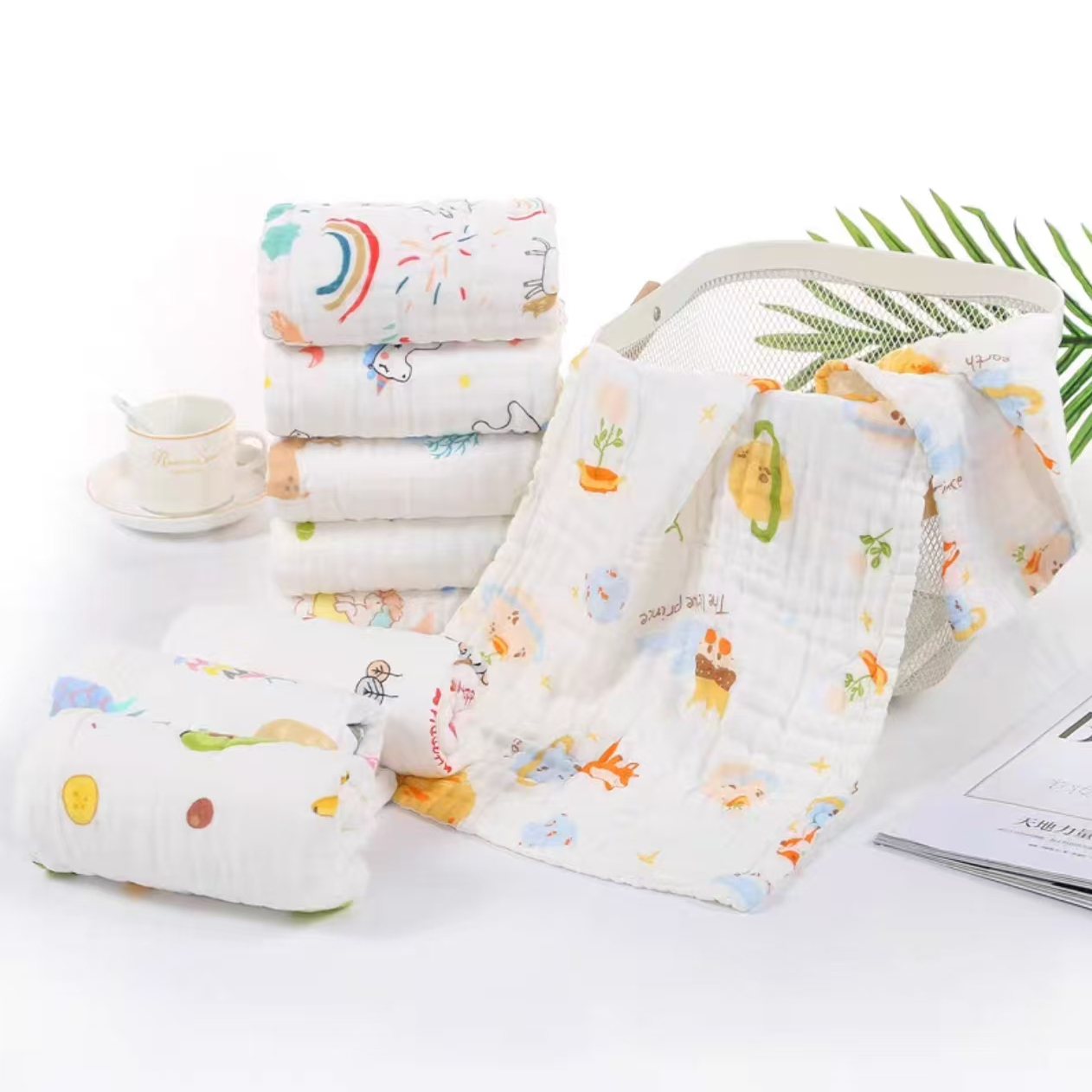 六层50*100士5cm纯棉纱布洗澡巾