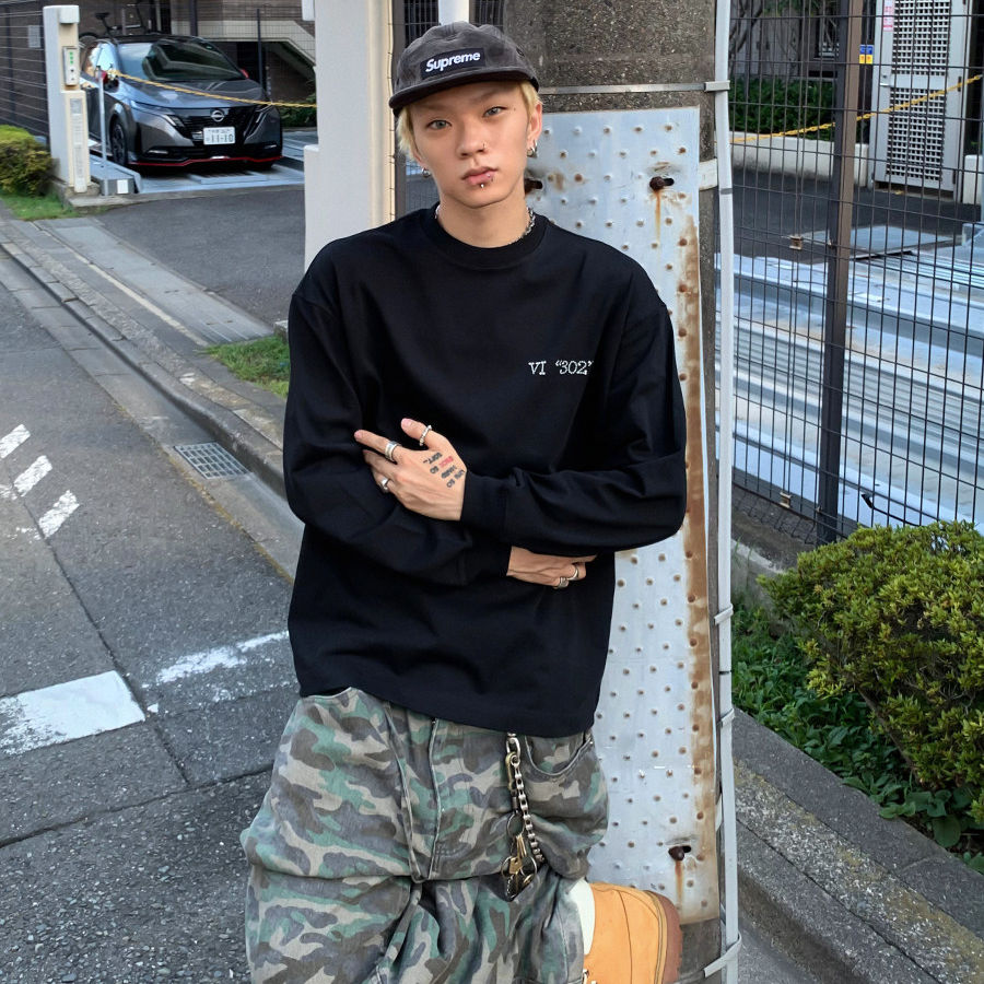 重磅纯棉美式字母印花长袖T恤男T恤