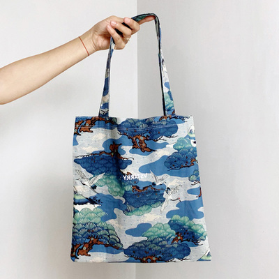 中国风印花棉布女包百搭休闲购物