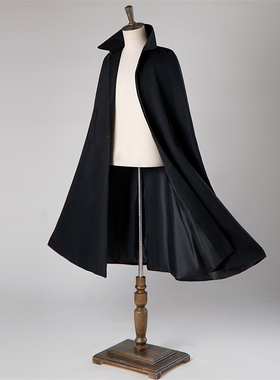 毛呢面料黑色披风民国演出剧本杀影楼写真保暖宽松推理新款包邮