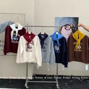 上衣60728 百搭休闲宽松卡通长袖 1986卫衣 披肩2025秋冬圆领时尚