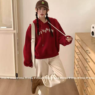 1986连帽卫衣2025秋冬时尚 上衣61663 百搭休闲宽松简约字母长袖