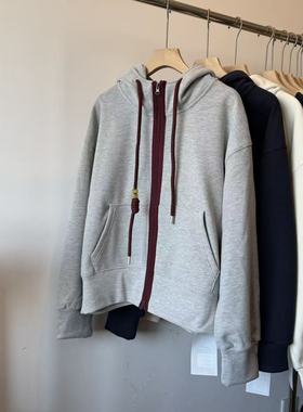 1986连帽拉链加绒卫衣2025冬时尚百搭休闲宽松长袖外套65557