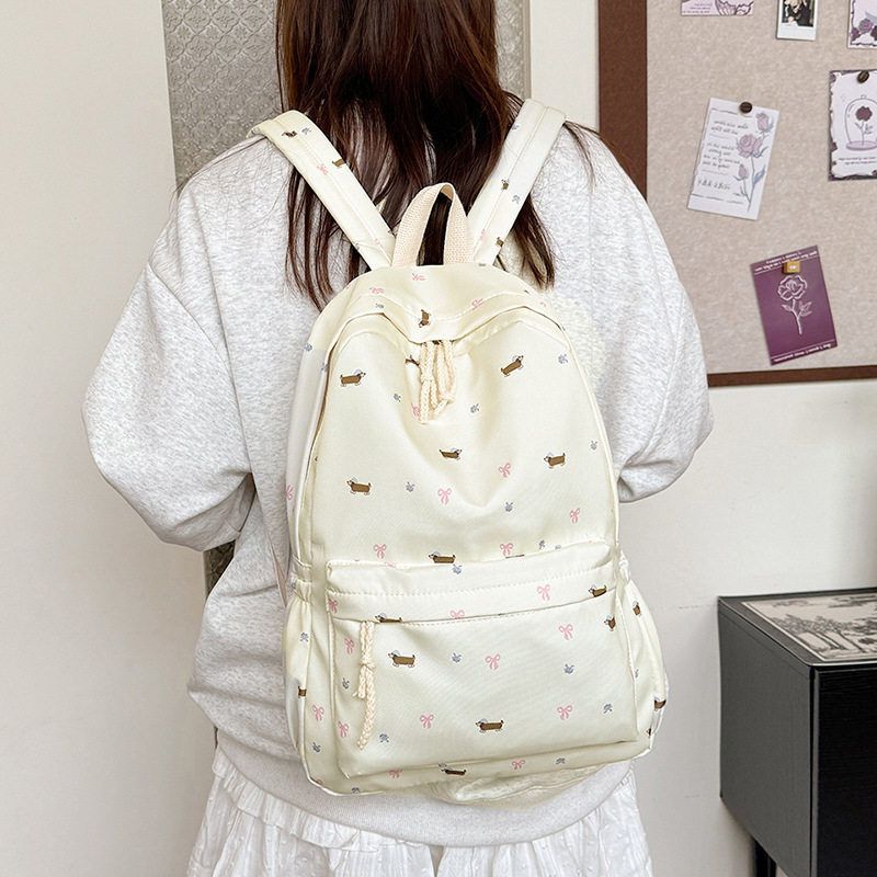 腊肠可爱双肩包大容量日系大学生心小狗百搭初高中背包少女双肩