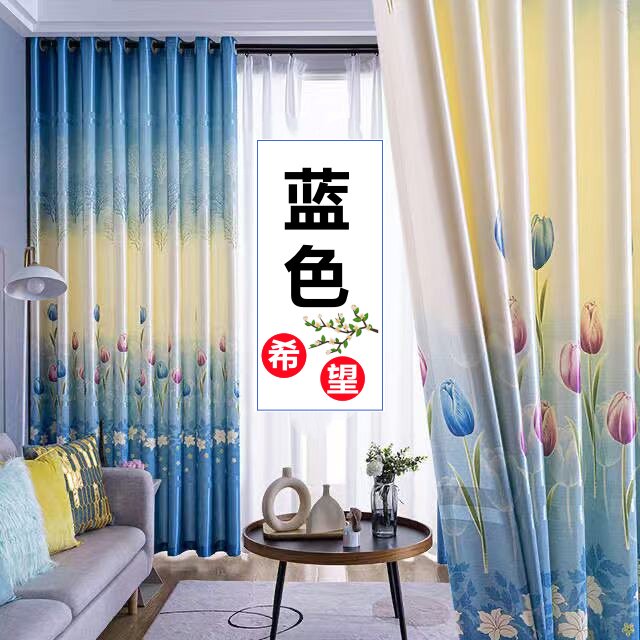 2024新款窗帘田园印花半遮光窗帘成品卧室客厅阳台特价网红窗帘布