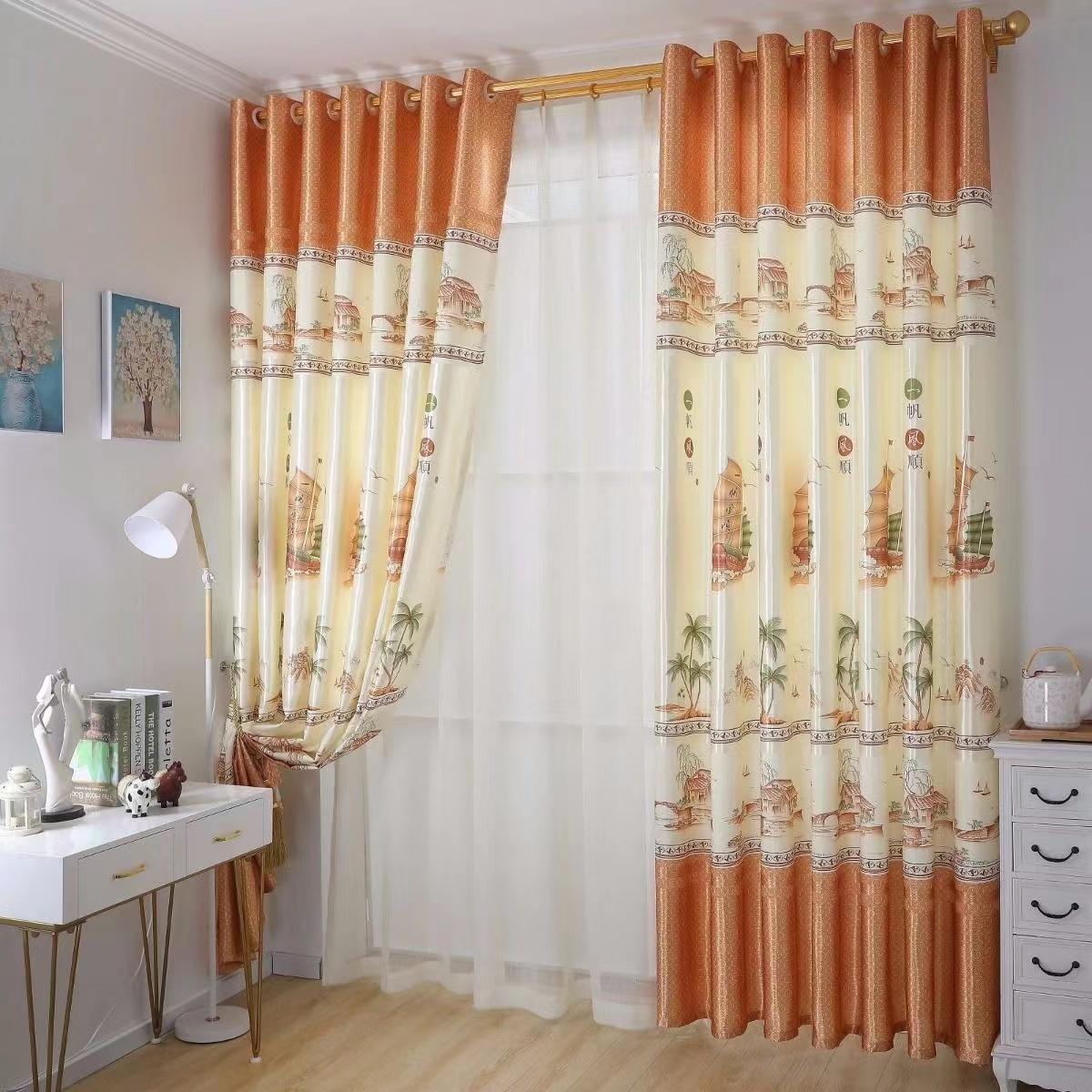 2024新款复古风格窗帘成品个性简约现代遮光客厅卧室半帘门帘